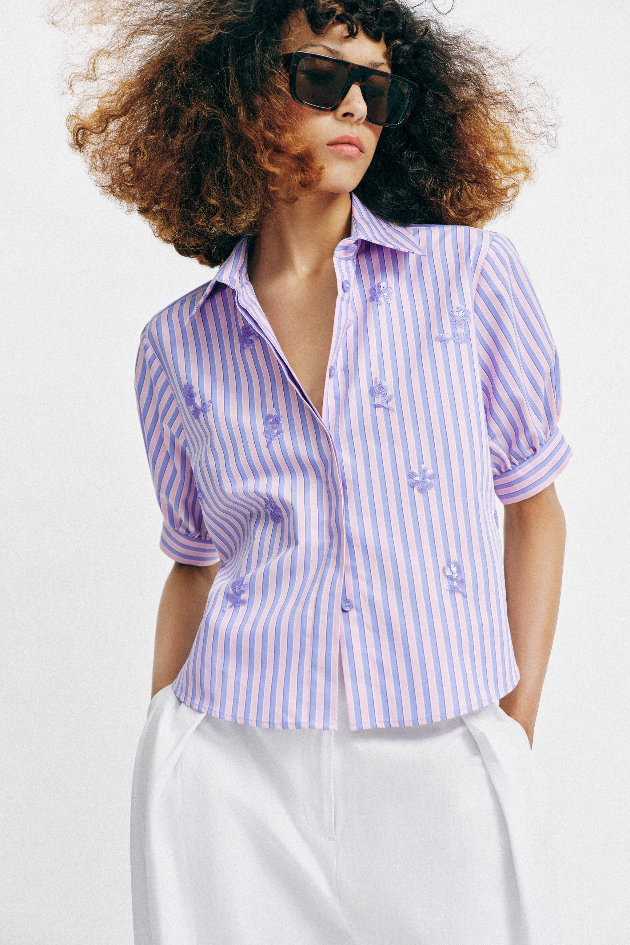SEQUINED STRIPED SHIRT